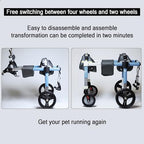 4 Wheel Dog Wheel Chair Leg Brace Adjustable, Back Leg Dog Wheelchair, Dog Wheel Chair for Front Legs, Full Support Mobility Aid for Dog Hip Support for Mall Medium Large Pet(Blue,XL)