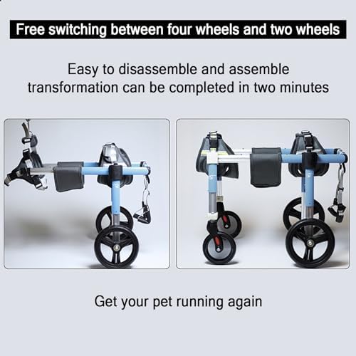 4 Wheel Dog Wheel Chair Leg Brace Adjustable, Back Leg Dog Wheelchair, Dog Wheel Chair for Front Legs, Full Support Mobility Aid for Dog Hip Support for Mall Medium Large Pet(Blue,XL)