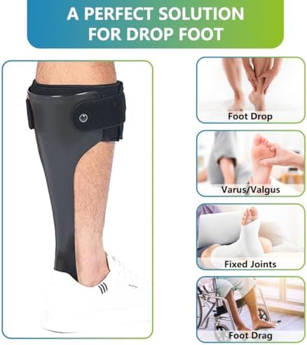 Komzer AFO Drop Foot Brace, Medical Ankle Foot Orthosis, Lightweight Foot Support Stabilizer, Drop Foot Postural Correction Brace for Men and Women (XL-Left)
