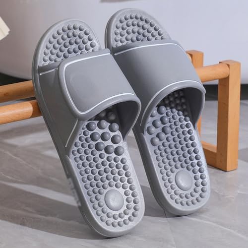 Foot Acupoint Massage Slippers for Men Women in Four Seasons,Relief Plantar Fasciitis Sandals,Boost Circulation Improves Massage Therapy Shoes,Acupressure Massage Slippers (Size:EU 44/45,Color:/Grey)