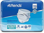 Attends Underwear for Adult Incontinence Care with Quick-dry Channels, Ultimate Absorbency, Unisex, Medium, 20 Count (x4)