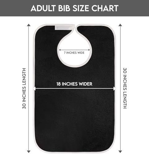 Utopia Towels 3 Pack Premium Unisex Adult Bibs for Elderly Women Men, Waterproof Bib for Eating, Adjustable and Washable (Black)