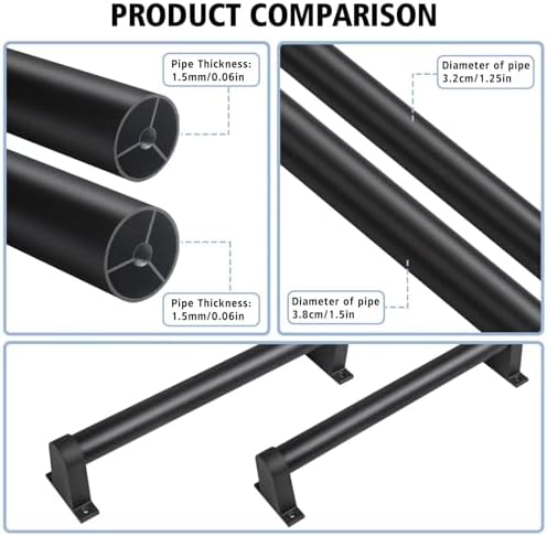 Industrial Stair Railing Metal Hand Rails for Indoor & Outdoor Steps Wall Mount Hand Rails for Indoor Stairs 1.25" Pipe Stair Handrail for Steps Aluminum Staircase Handrail Hand Railing 4ft