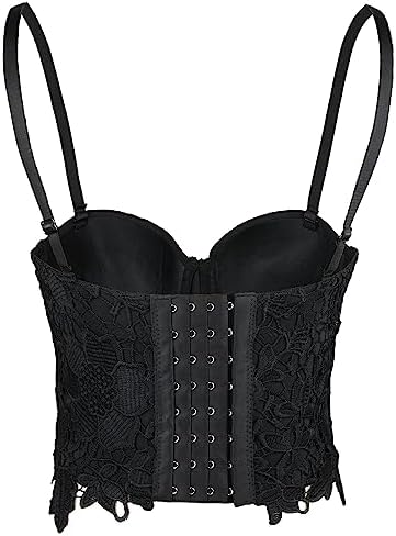 ELLACCI Women's Floral Lace Bustier Crop Top Gothic Corset Bra Tops Black