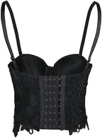 ELLACCI Women's Floral Lace Bustier Crop Top Gothic Corset Bra Tops Black