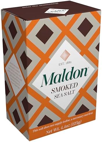 Maldon - Smoked Sea Salt Flakes, 4.4 oz (125 g) - Unique Pyramid Shaped Salt Flakes - Gently Smoked Over Oak - Perfect for a Wide Range of Dishes, Hand-Harvested for Four Generations