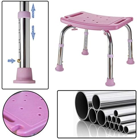 Stable Bath and Shower Chair Shower Bench for Adults Elderly Bathroom Stool Bathtub Seat for Disabled Adjustable Height Heavy Duty and Lightweight Portable, Pink