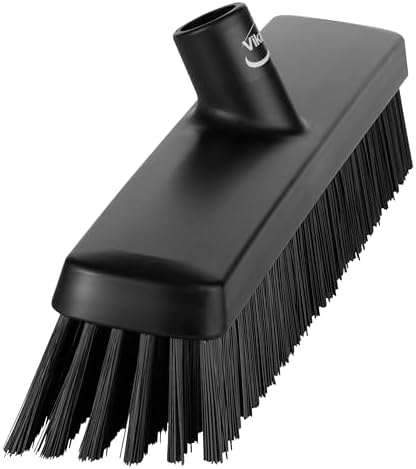 Vikan 31759 16" Heavy-Duty Push Broom, Soft/Stiff, Black