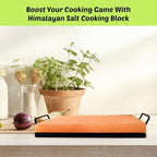 POHS Himalayan Salt Block Cooking Plate 12x8x1.5 for Cooking, Grilling, Cutting and Serving, with Metal Tray & Recipe Booklet Unique Gifts for Men, Women, Chefs & Cooks