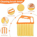 2 Pack Venetian Blind Cleaner Tool, Wet Dry Duster for Blinds with Ergonomic Handle, Washable Microfiber Window Shutter Cleaning Brush, Handheld Damp Dust Sponge for Home Office, Yellow