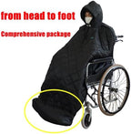 Waterproof and windproof winter wheelchair full body warm blanket, blackcotton lined wheelchair comfort cover, hooded raincoat poncho cover,suitable for adult wheelchair body protection blanket, large