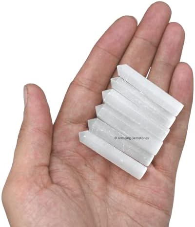 Amazing Gemstone Selenite Crystal Points Bulk Healing Crystals - Pack of 3 Single Terminated Healing Wand Point Bulk Crystals for Crafts, Crystal Grid, DIY Work - Premium Crystals for Beginners Gifts