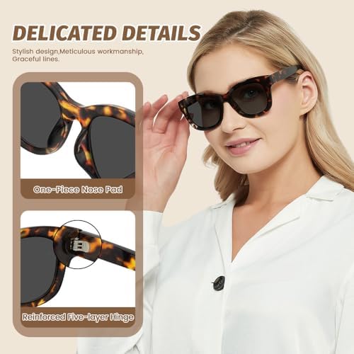 JiSoo Oversized Reading Glasses for Women Men, Stylish Designer Readers Women with Large Frame