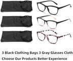 3-Pack Reading Glasses for Women Cat Eye Style Frame Blue Light Blocking Spring Hinge Readers