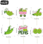 18 Pieces Pink Two Peas in a Pod Cupcake Toppers - Double The Fun Twins Girl Cupcake Picks - Pink Twins Baby Shower Gender Reveal Party Decorations