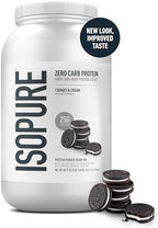Isopure Zero Carb 100% Pure Whey Isolate Protein Powder, Gluten Free, With Vitamins, Cookies & Cream, 25g Protein Per Serving, 3 Pounds, 44 Servings (Packaging May Vary)