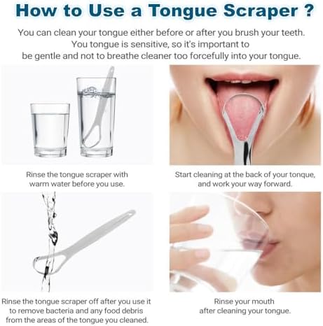 3pcs Stainless Steel Tongue Scraper Kit – Deep Clean Thick Coating & Eliminate Bad Breath, Flexible Bristle-Free Design with Comfort Handle, Hygienic Oral Cleaner for Daily Use & Travel