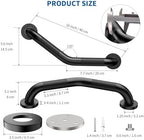 16 Inch Angled Shower Grab Bar Black, Munzong 2 Pack Anti Slip Bathroom Grab Bar, Knurled Bathroom Balance Bar,Safety Hand Rail Support Handicap Elderly Injury Senior Assist Bath Handle-1.25” Tube