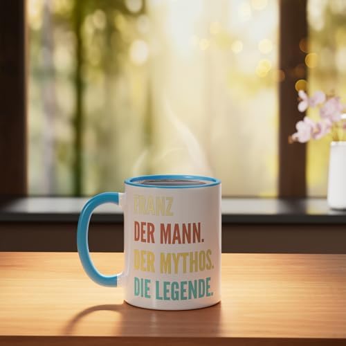 Funny German First Name Design - Franz Ceramic Mug, Blue/White
