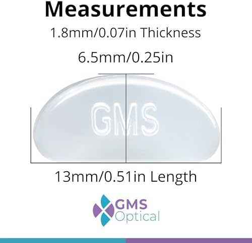GMS Optical Adhesive Silicone Nose Pads for Glasses | 1.8mm Reg-Thin, 13mm Small | Non Slip Glasses Grips for Sunglasses and Eyewear w/Super Sticky Backing for Kids & Small Frames (5 Pairs, Clear)