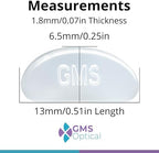 GMS Optical Adhesive Silicone Nose Pads for Glasses | 1.8mm Reg-Thin, 13mm Small | Non Slip Glasses Grips for Sunglasses and Eyewear w/Super Sticky Backing for Kids & Small Frames (5 Pairs, Clear)