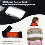 Cordless Heated Scarf, Neck Heating Pad for Pain Relief, Rechargeable Neck Warmer with 3 Heat Levels, Portable Electric Scarf for Stiff Neck with 5000mAh Power Bank（Black）