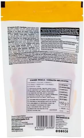 Fini Peach Hearts I Peach flavored Gummy Candy Hearts with Fruity Filling I 165g 5.82 ounce