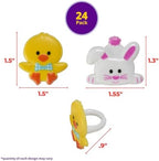 Duck & Bunny Easter Cupcake Rings, 24 Cute Spring Animal Cupcake Toppers, Food Safe Rabbit & Chick Cake Decorations - 24 Pack