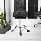 Antlu Saddle Stool Rolling Chair for Medical Massage Salon Kitchen Spa Drafting,Adjustable Hydraulic Stool with Wheels (Without Backrest, Black)