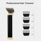 Professional Cordless Hair Clipper and Trimmer for Men, T Blade Zero Gapped Rechargeable Beard Shaver, Hair Cutting Kit With Ear Spoon Tool Set, Black