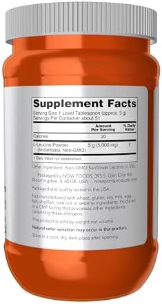 NOW Foods Sports Nutrition, L-Leucine Powder, Builds Lean Tissue*, Amino Acids, 9-Ounce
