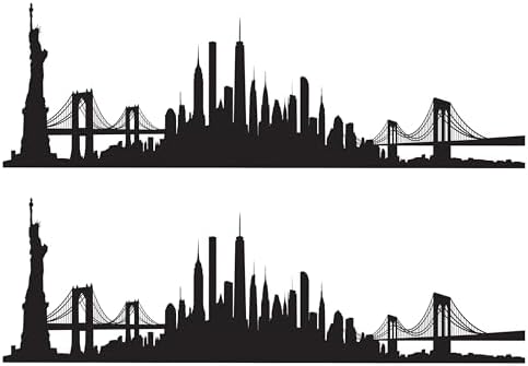 New York City Skyline Cake Border – Statue of Liberty, Brooklyn Bridge & Manhattan Skyscrapers Cake Wrap – NYC Theme Party & Birthday Decorations 2 Strips per sheet 3.5x10.5 inchs
