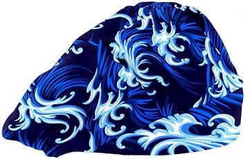 Working Cap with Button and Sweatband Adjustable Tie Back Bouffant Hats Printed Multi Color for Woman Man.Starry Sky