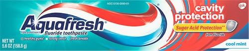 Aquafresh Cavity Protection Fluoride Toothpaste for Healthy Gums, Strong Teeth, and Fresh Breath, Cool Mint, 5.6 oz (Pack of 3)