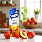 Santal 100% Natural Fruit Juice Peach Flavor 33.8 fl oz (1L) Tetra Pak No Added Sugar Made in Italy (1x 1L, Peach 100% Natural)