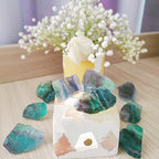 Luckeeper 2 lb Rough Crystals Bulk Raw Rainbow Fluorite Healing Stones for Tumbling, Wire Wrapping, Wicca Reiki,Meditation