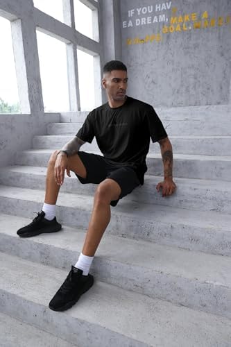 Opomelo Men's Fashion Athletic T-Shirt Oversized Workout Short Sleeve Shirt Casual Crew Neck Cotton Tee