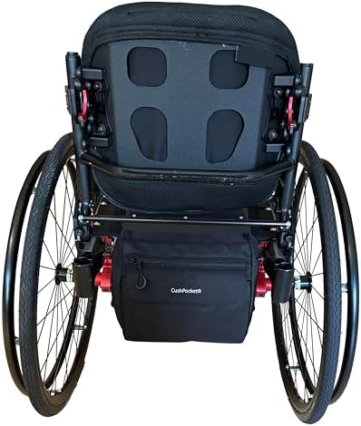 Wheelchair Bag by CushPocket- X-Large Premium Storage Bag with 2 Pockets,Magnetic Closure,Quality Zipper, and Durable Oxford Fabric for Front,Back,Sides Hanging (Logo Embroidered in White)