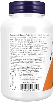 NOW Foods Supplements, NAC (N-Acetyl-Cysteine) 1,000 mg, Free Radical Protection*, 120 Tablets