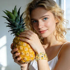 BVGA Summer Bracelet for Women Strawberry Pineapple Watermelon Cuff Bracelets Jeweled Tropical Fruit Bracelets Summer Beach Jewelry Outfits Accessories Gifts