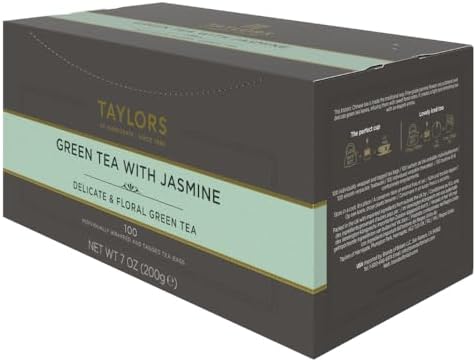 Taylors of Harrogate Green Tea with Jasmine, Individually Wrapped Bags, 100 Count (Pack of 1), Delicate, Floral and Sweet, Caffeinated, Enjoy Hot or Iced, 100 Teabags