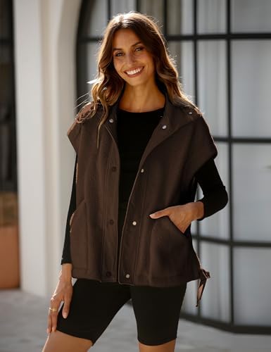 OPCAKM Women's Fuzzy Fleece Vest Oversized Sleeveless Sherpa Jacket Warm Button Down Gilet Outerwear with Pockets