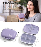 Holii Travel Pill Organizer, 8 Compartments Portable Pill Case, Daily Pill Box to Hold Vitamins, Small Pill Container for Pocket Purse Medicine Organizer（Purple）
