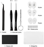 18 Pairs Eyeglass Nose Pads, Eyeglasses Repair Kit with Screwdrivers, Nose Pads, Screws, Tweezer, Cleaning Cloth for Glasses, Glasses and Sunglass Nose Pad Replacement
