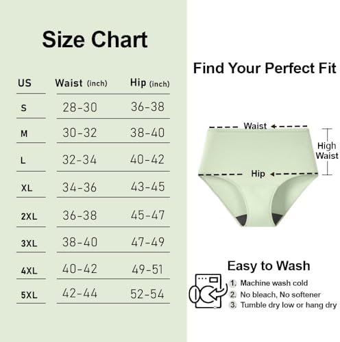 BATTEWA Washable Absorbency Incontinence Regular Underwear for Women, Reusable Leak Proof Protection Panties for Bladder Leakage(5Color, Large, 5 Pack)