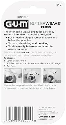 GUM ButlerWeave Woven Dental Floss, Shred Resistant Waxed Floss, Mint Flavored, 1 Count (Pack of 3)