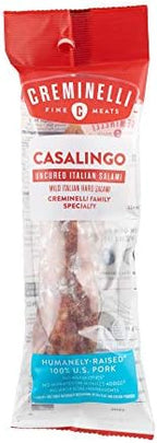 Creminelli Casalingo Salami, (3 count, 5.5oz), Humanely Raised Pork*, No Added Nitrates or Nitrites, No Artificial Ingredients, Gluten Free, Keto & Paleo Friendly Snacks, 44g Protein Per Package, 0g Sugar**,