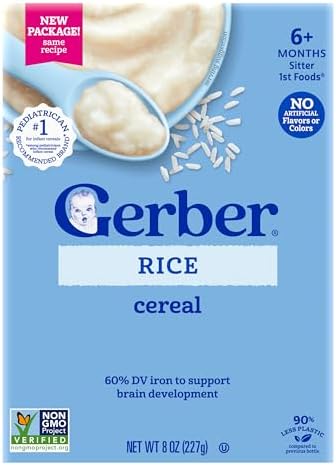 GERBER CEREAL FOR BABY Infant Dry Cereal Rice 1ST FOODS Non GMO Rice 5x8oz
