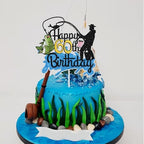 Fishing Happy 60th Birthday Cake Topper - Man Fisherman Theme Cake Decor - Fisherman 60 Years Old Party Decorations - Gone Fishing Themed 60th Birthday Party Supplies