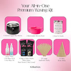 KoluaWax Premium Waxing Kit for Women - Beginner Friendly - Complete Wax Kit that includes 14oz of Wax Beads, Applicator, Pre and Post Care, Suitable for Sensitive Skin (Black) - Mothers Day Gifts